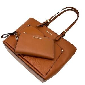 Michael Kors Jet Set Medium Pocket Tote Bag & Large Double Zip Wallet Luggage